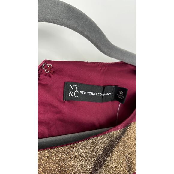 New York & Company Sleeveless Striped Jacquard A-Line Dress Womens Plus Size 2X - Picture 6 of 10